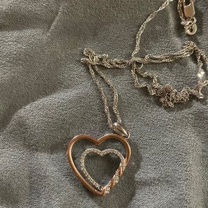 Silver and rose gold heart necklace